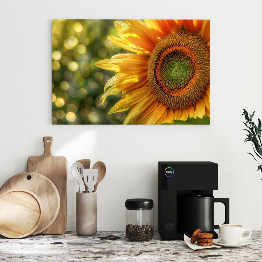 Maße Metall Magnettafel - Sonnenblume mit Tau