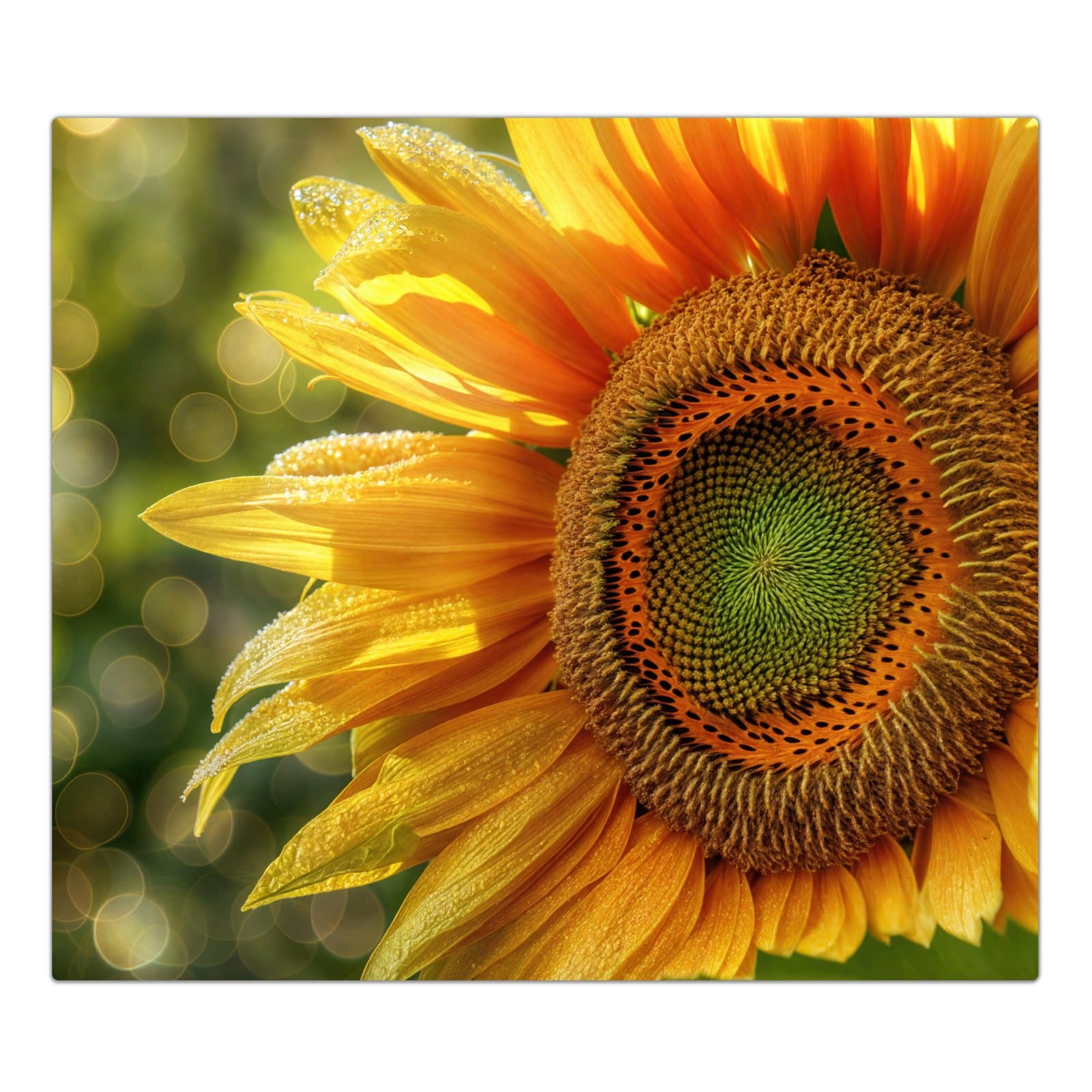 1-teilige Ceranfeldabdeckung mit Sonnenblume Makro-Motiv in der Frontansicht #grösse_1-Teilig (60x52cm)