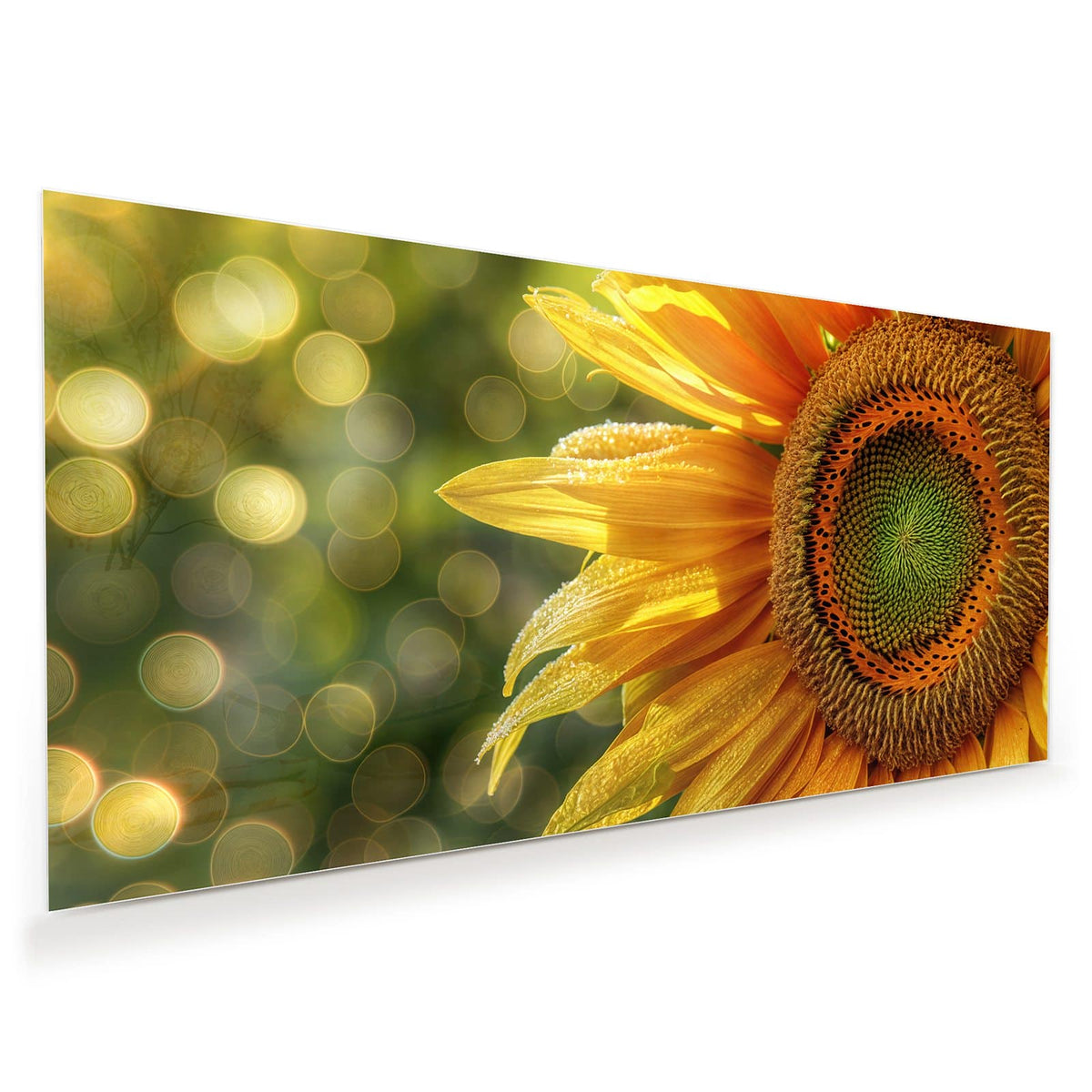 Sonnenblume in Nahaufnahme, Blütenblätter voller Tautropfen