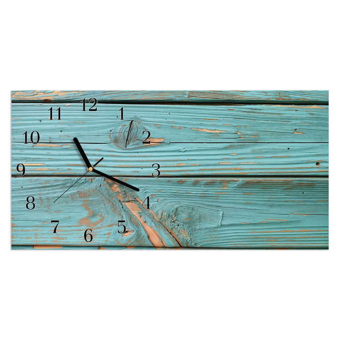 Wanduhr Holzbretter Vintage aus Glas – Querformat 60 × 30 cm mit Ziffernblatt Klassisch