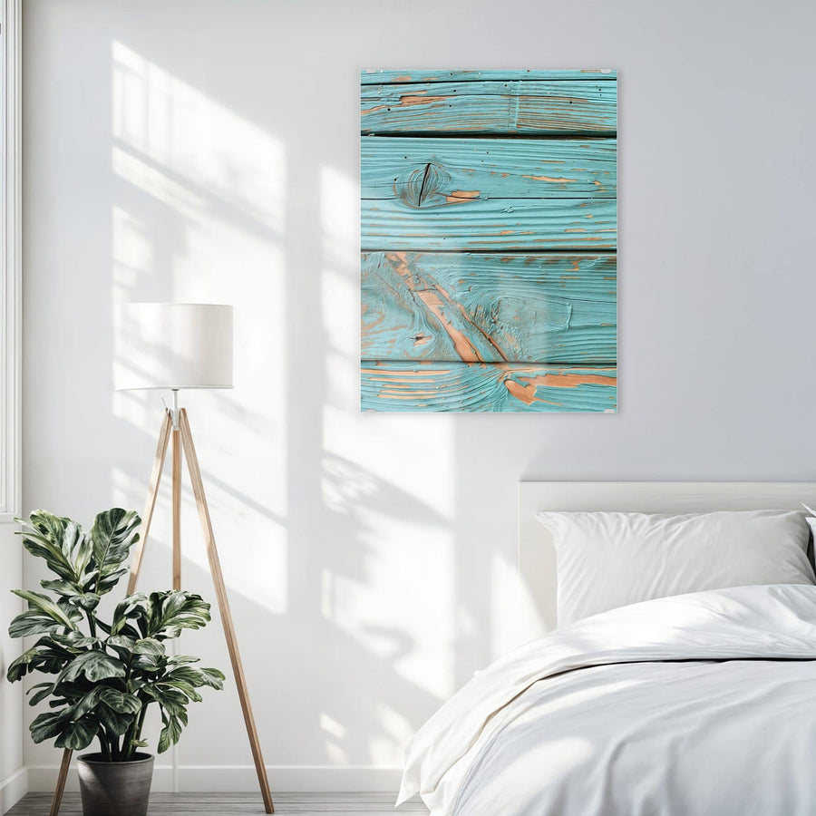 Maße Wandbild - Türkislack auf Holz - Hochformat