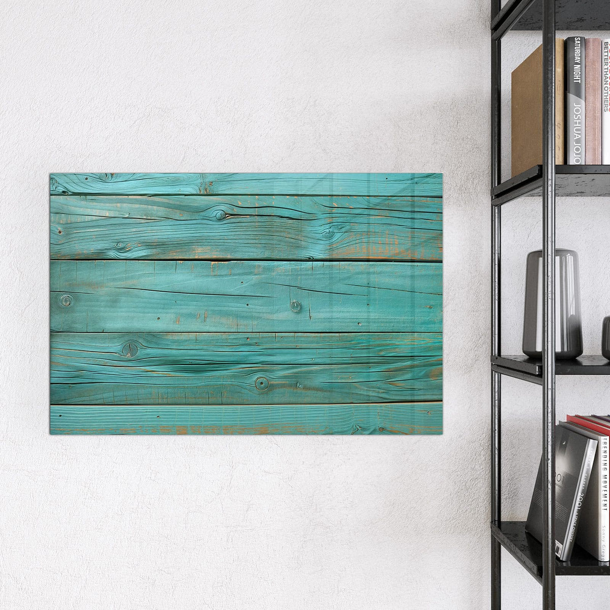 9 Größen – von 30 × 30 bis 120 × 90 cm – Magnettafel - Türkise Holzplanken
