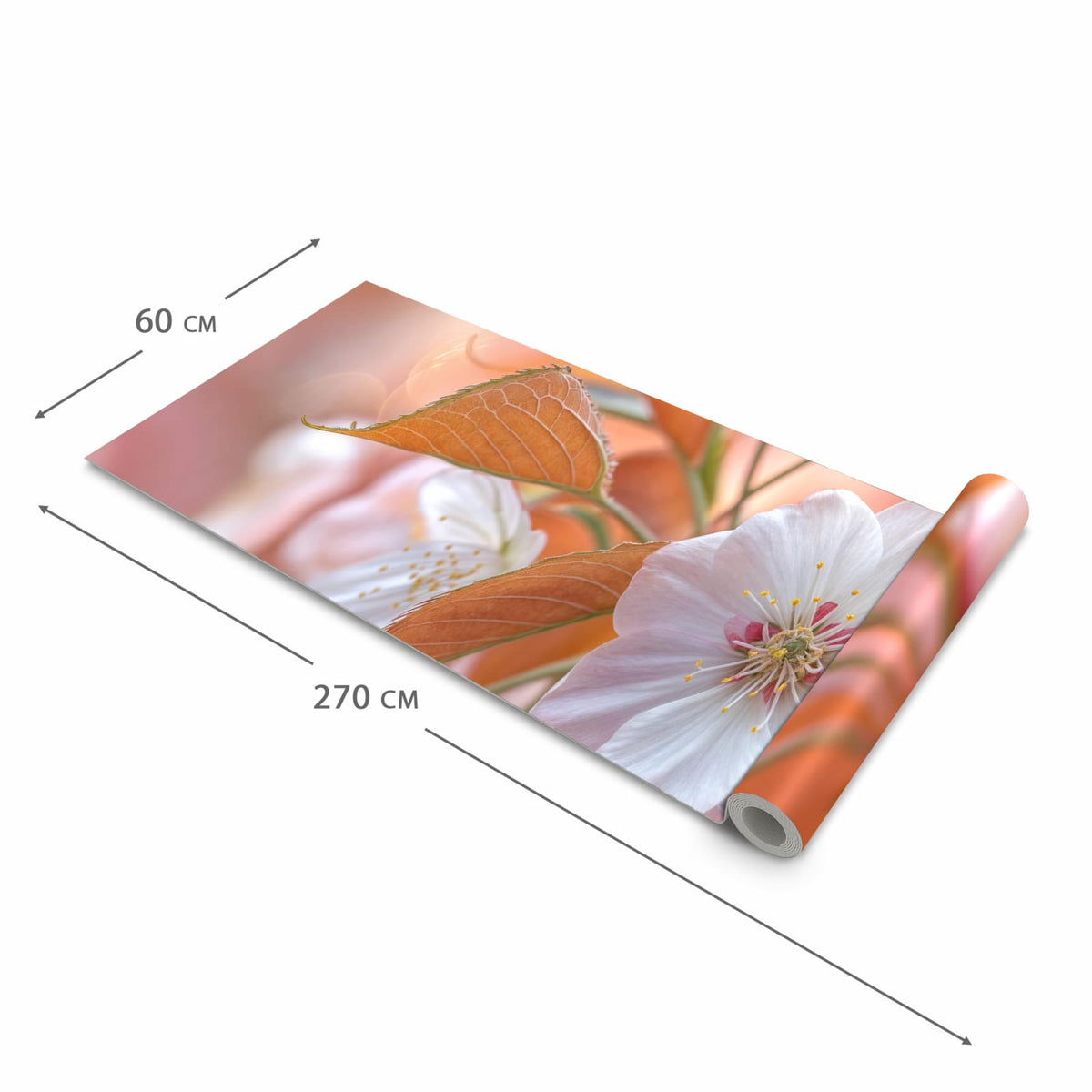 Pflegeleichter langer Teppich mit Motiv Blühende Blüten in der Grösse 60x270 cm