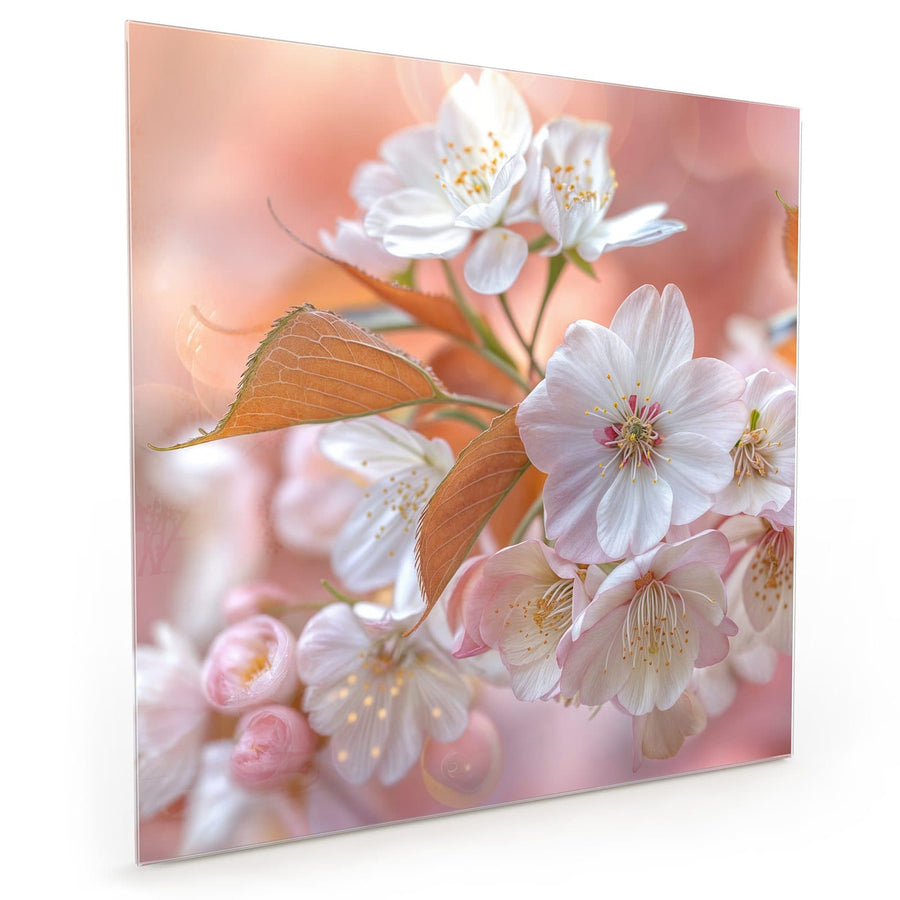 Maße Küchenrückwand Blüten mit Bronzelaub aus Glas