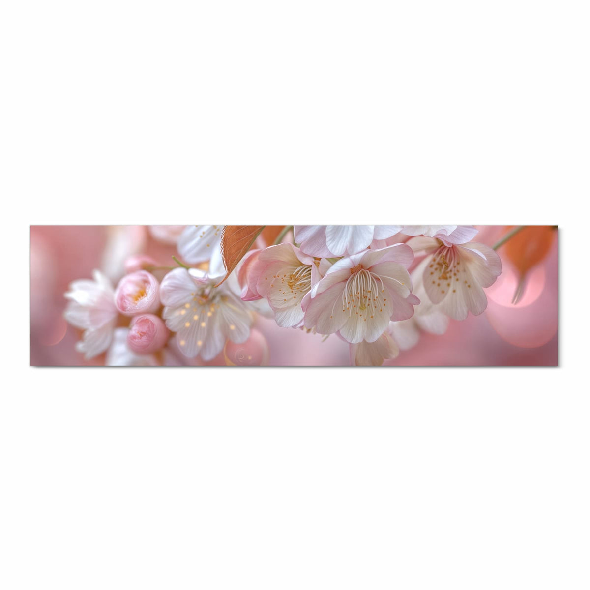 Farbbeständiger dünner Küchenteppich mit Motiv Blühende Blüten in Frontansicht, waschbar