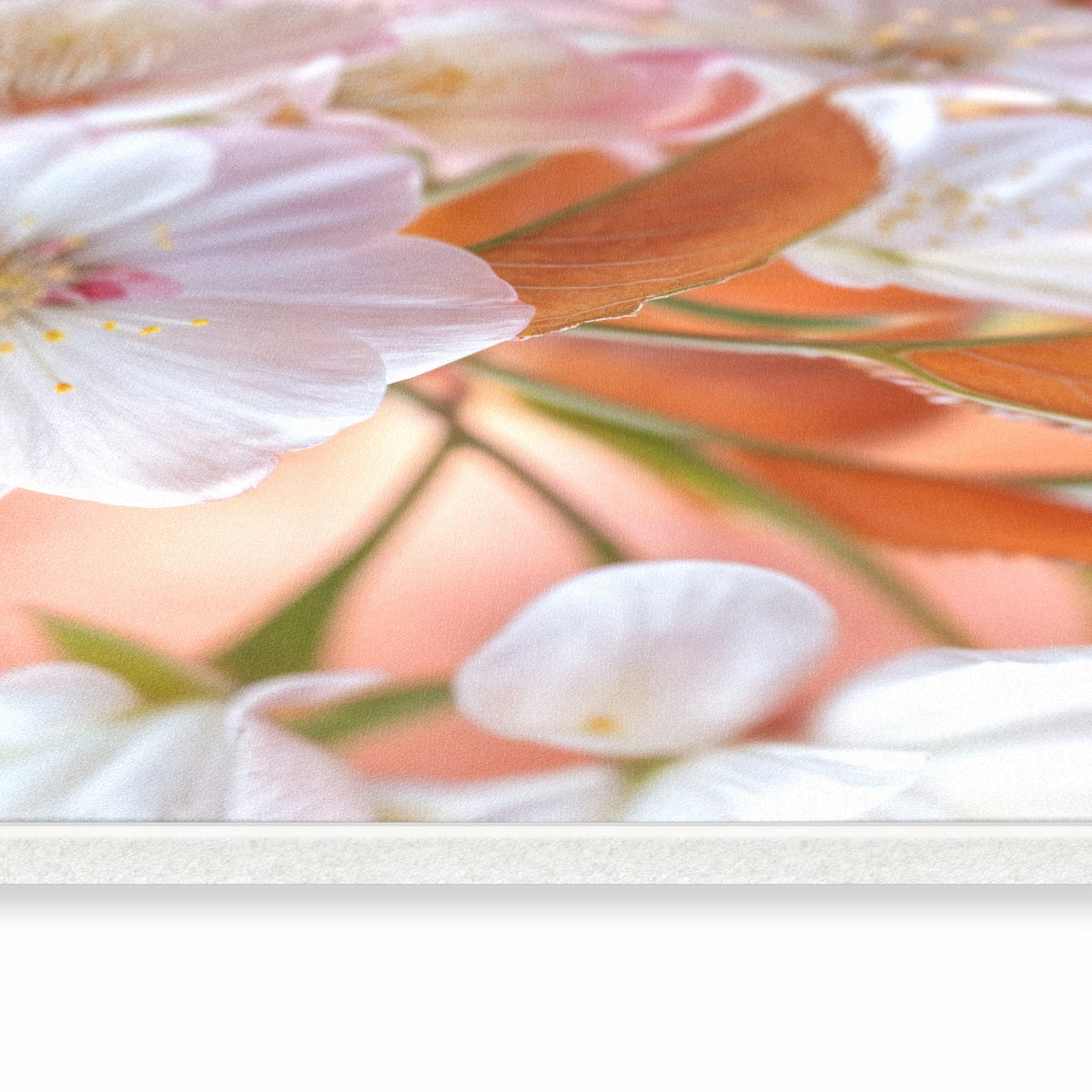 Komfortabler waschbarer Küchenteppich mit Motiv Blühende Blüten in seitlicher Ansicht