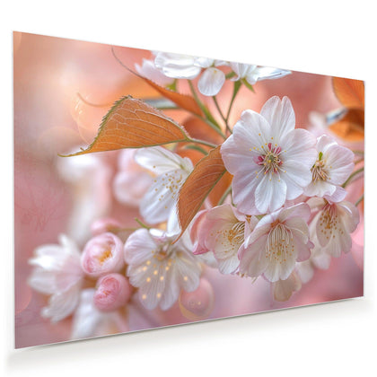 Wandbild mit dem Motiv Blüten mit Bronzelaub