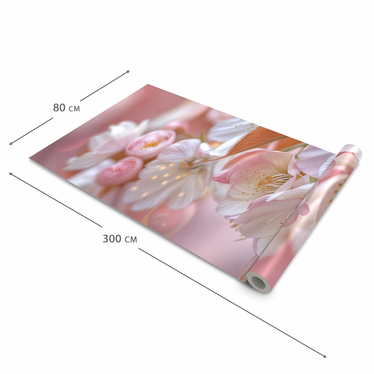 Rutschfester waschbarer Teppich fürs Esszimmer mit Motiv Blühende Blüten in der Größe 60x300 cm