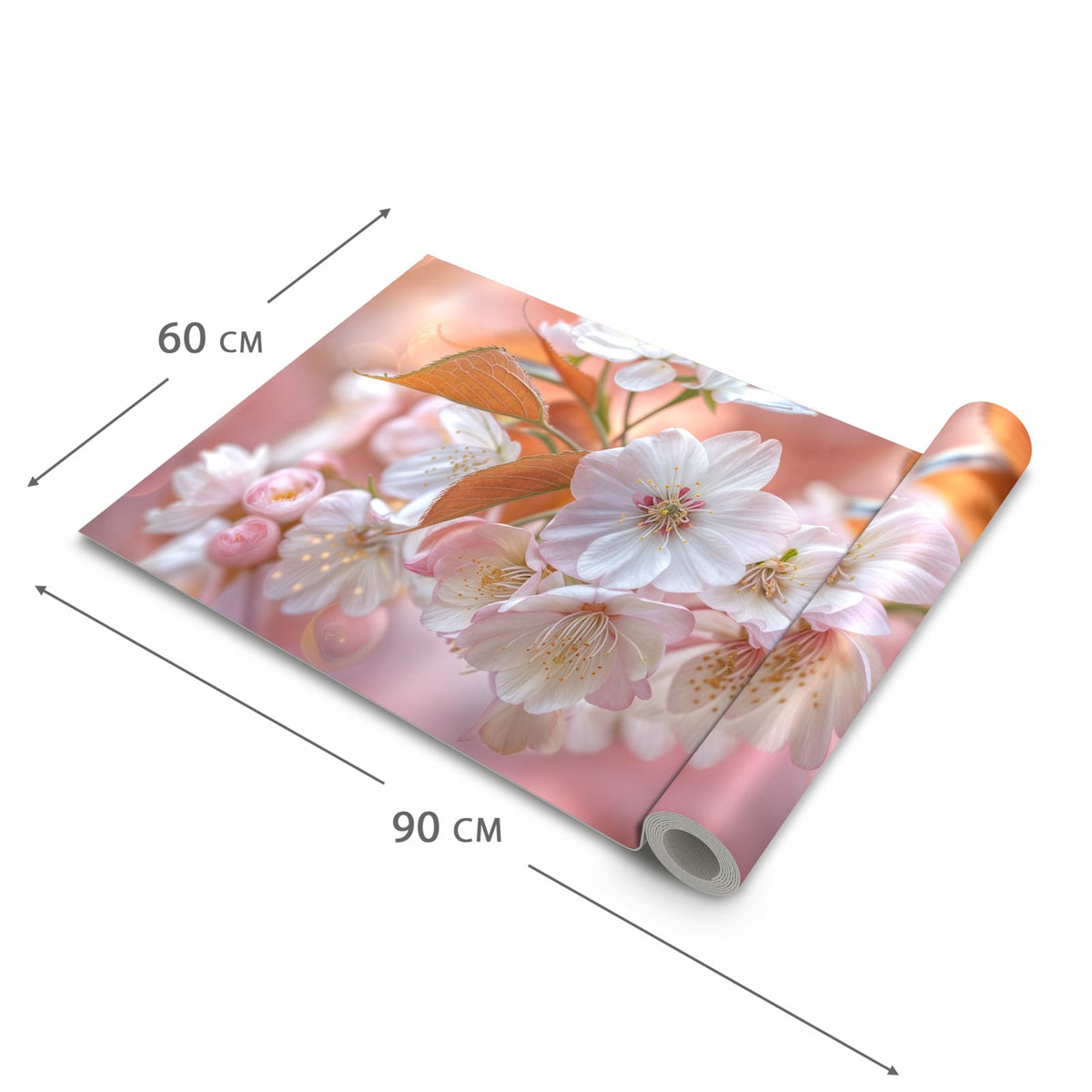 Hygienischer rutschfester Läufer mit Motiv Blühende Blüten in der Grösse 60x270 cm
