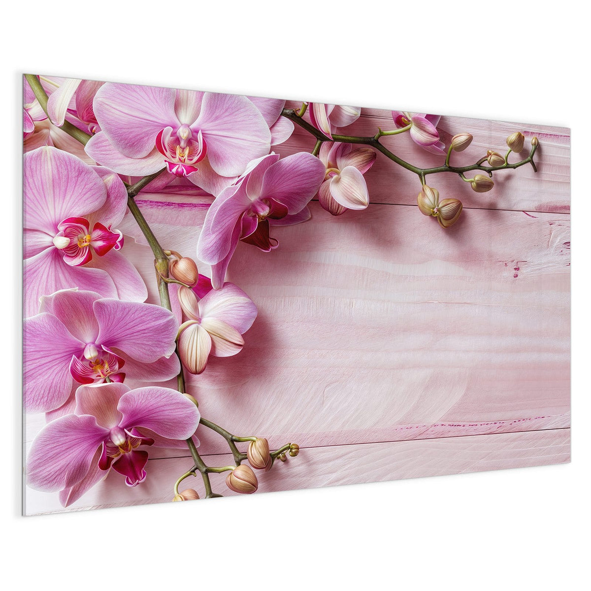 4 mm Glas statt lackiertem Blech – Magnettafel - Rosa Orchideenzweig