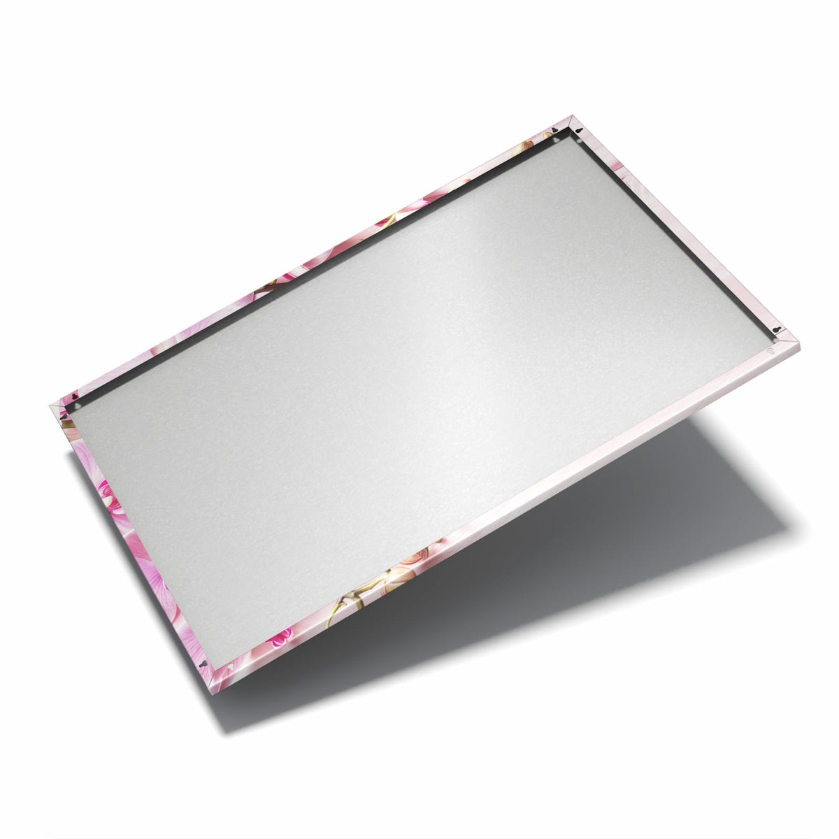 Nur 7 mm – liegt eng an der Wand – Metall Magnettafel - Rosa Orchideenzweig