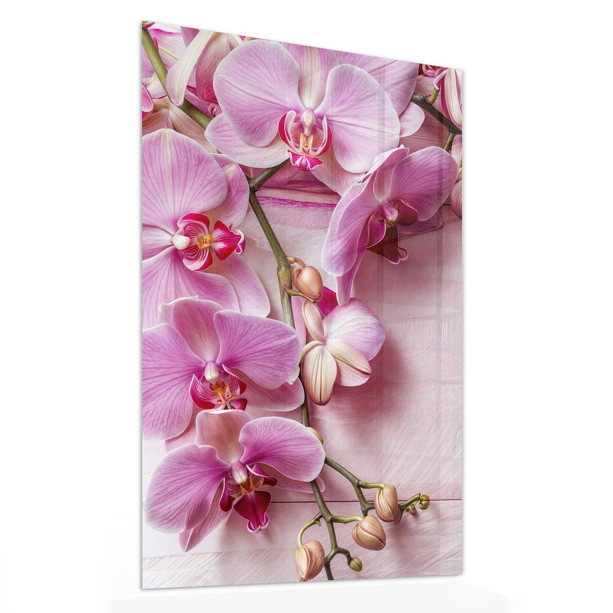 11 Größen – von 30 × 60 bis 60 × 150 cm – Wandbild - Rosa Orchideenzweig - Hochformat
