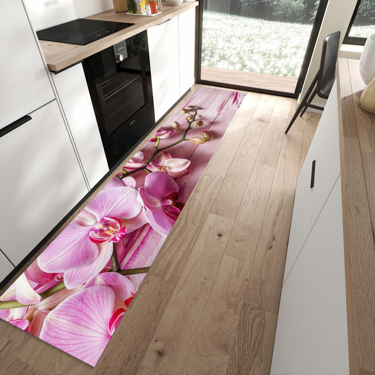 13 Größen – von 60 × 90 bis 80 × 300 cm – Küchenläufer - Rosa Orchideenzweig