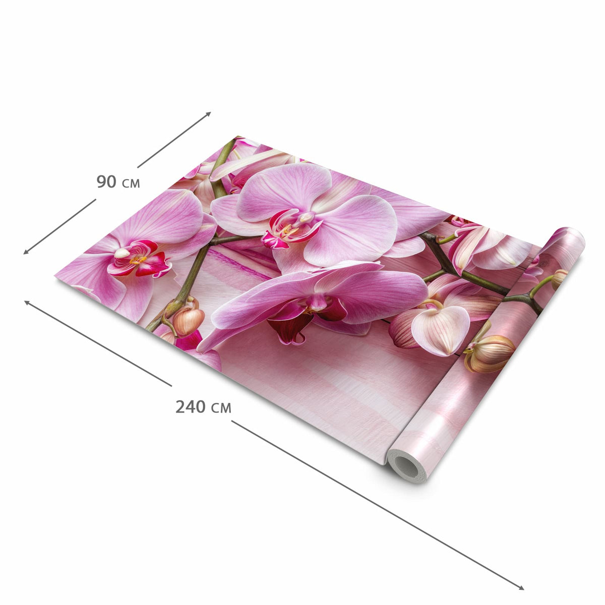 Langlebiger Küchenläufer mit Motiv Orchideen Holz Hintergrund in der Grösse 60x270 cm