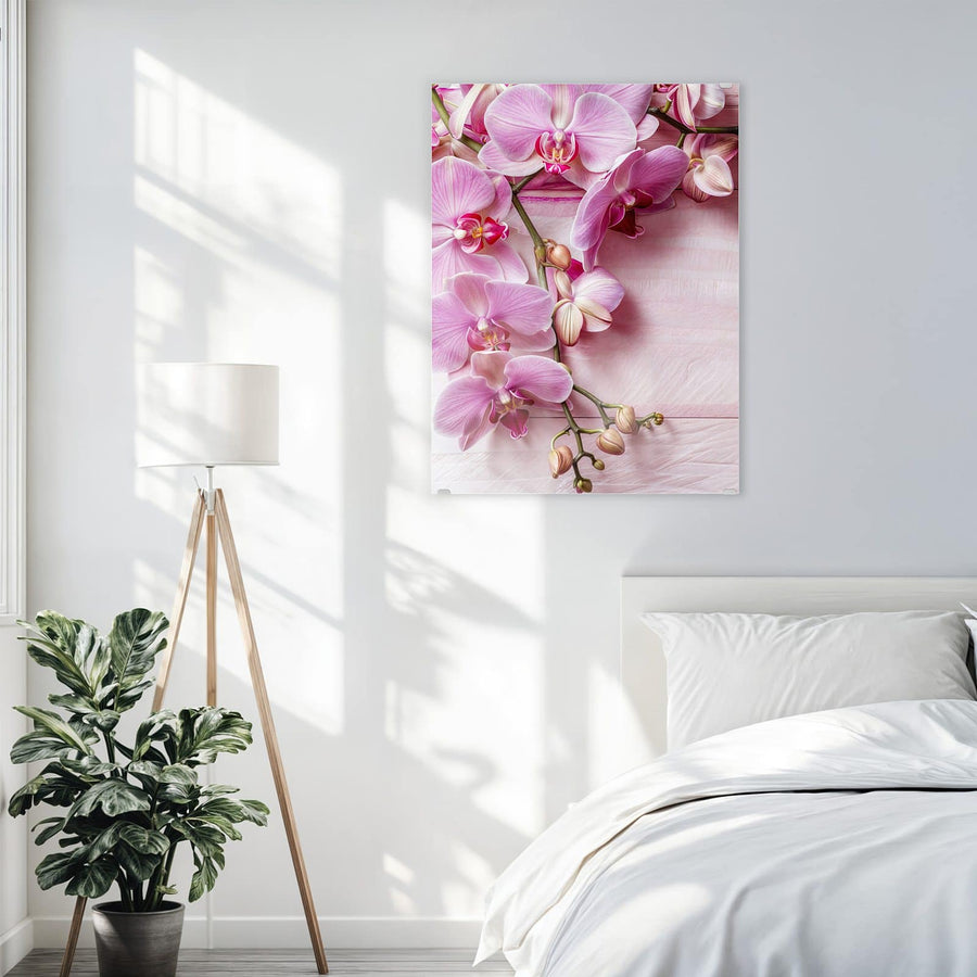 Maße Wandbild - Rosa Orchideenzweig - Hochformat