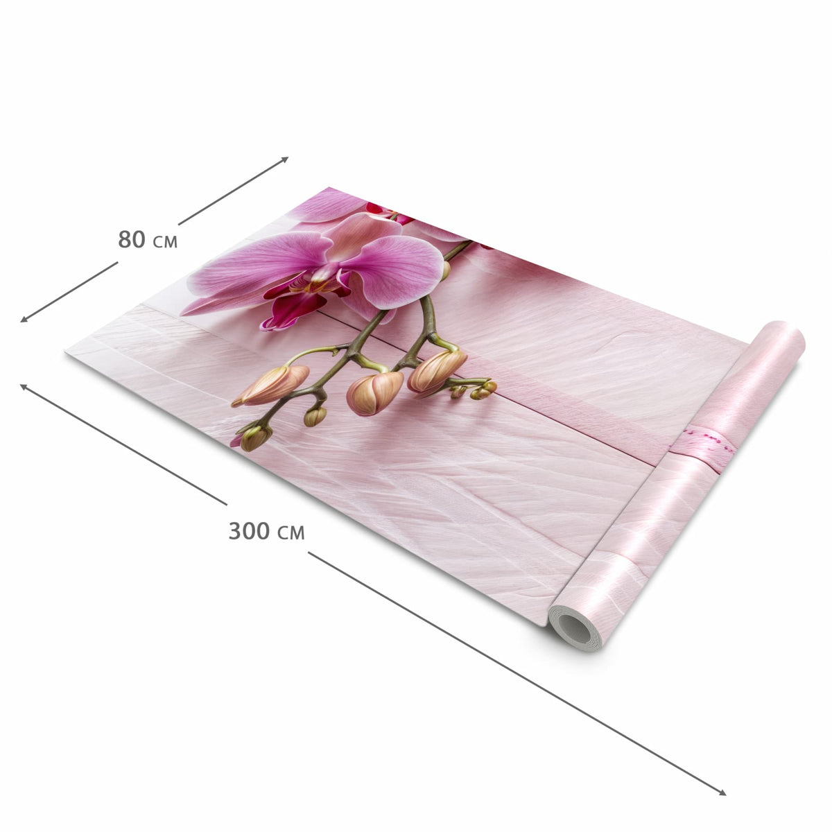 Schmutzabweisender Küchenvorleger mit Motiv Orchideen Holz Hintergrund in der Größe 60x270 cm