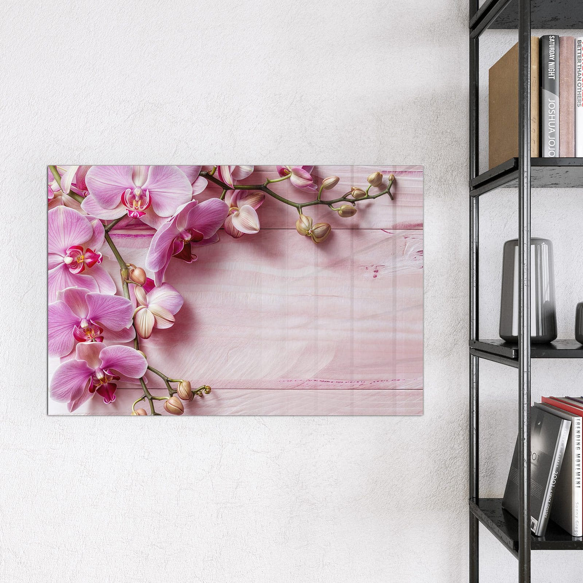 9 Größen – von 30 × 30 bis 120 × 90 cm – Magnettafel - Rosa Orchideenzweig