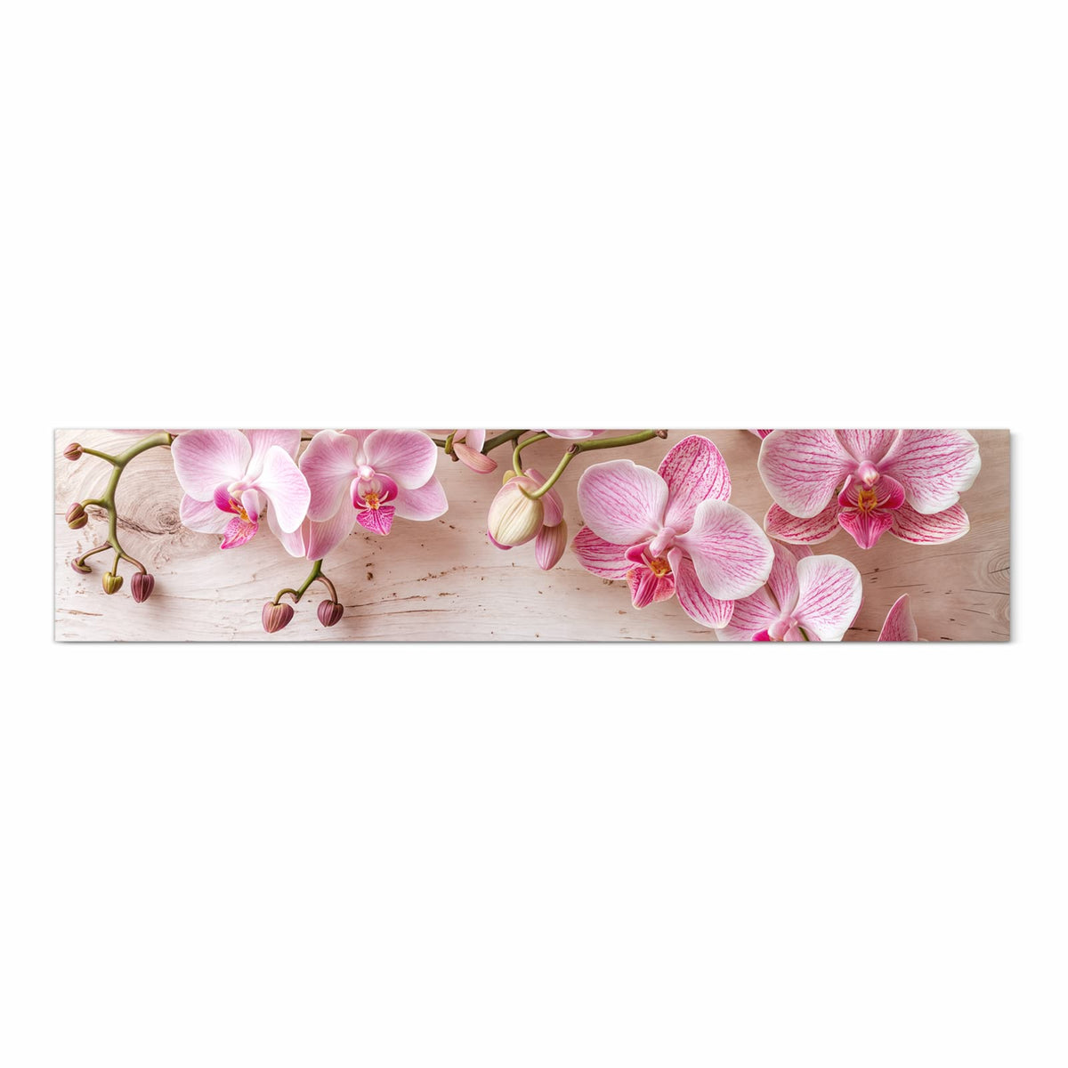 Strapazierfähiger waschbarer Küchenläufer mit Motiv Orchideen_tabletop in Frontansicht