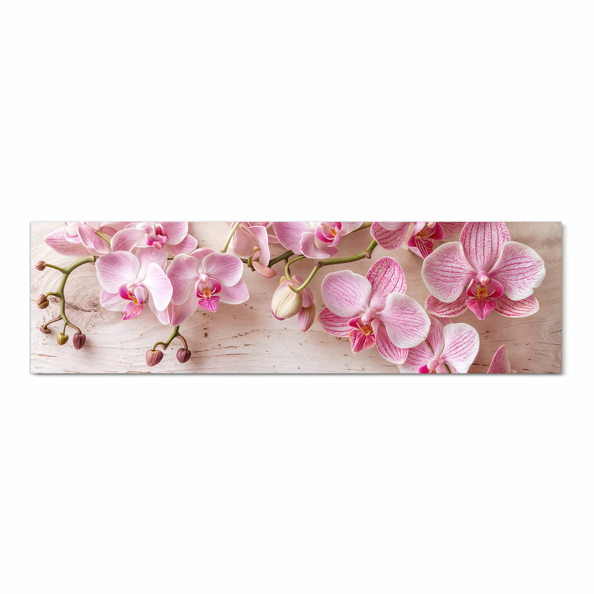 Feuchtigkeitsresistenter Küchenteppich mit Motiv Orchideen_tabletop in Frontansicht