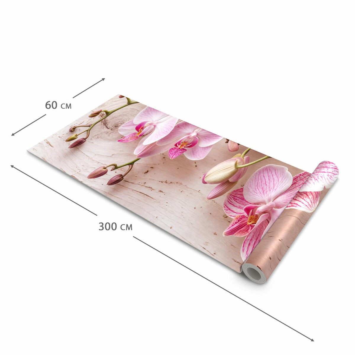 Strapazierfähiger moderner Küchenläufer mit Motiv Orchideen_tabletop in der Größe 60x270 cm