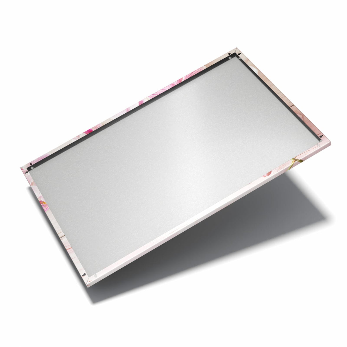 Nur 7 mm – liegt eng an der Wand – Metall Magnettafel - Orchideen auf Rosa