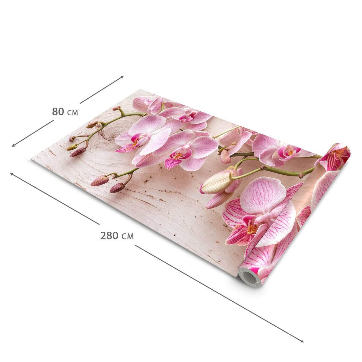 Feuchtigkeitsresistenter Küchenläufer mit Motiv Orchideen_tabletop in der Größe 60x270 cm
