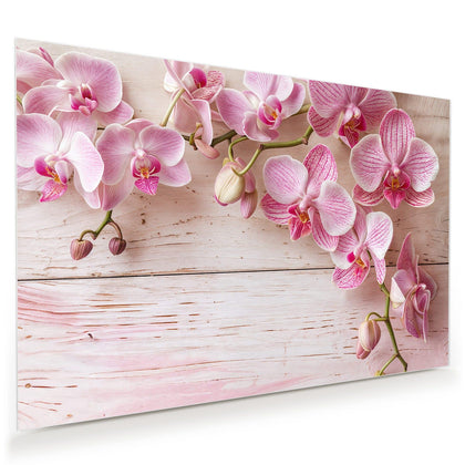 Wandbild mit dem Motiv Orchideen auf Rosa