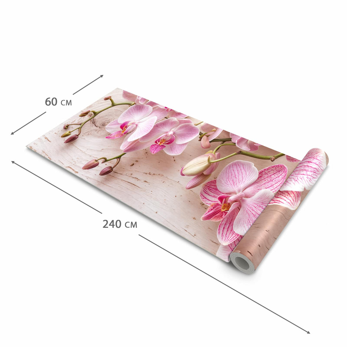 Küchenläufer mit angenehmer Haptik und Motiv Orchideen_tabletop in der Grösse 60x270 cm