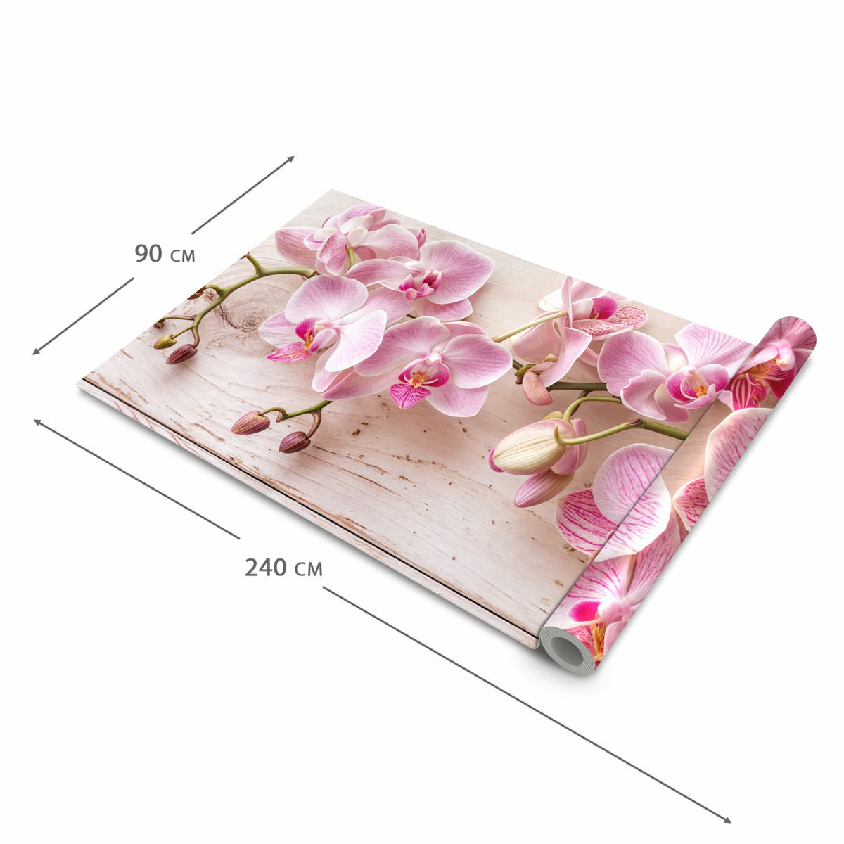Bodenschonender Küchenteppich mit Motiv Orchideen_tabletop in der Grösse 60x270 cm