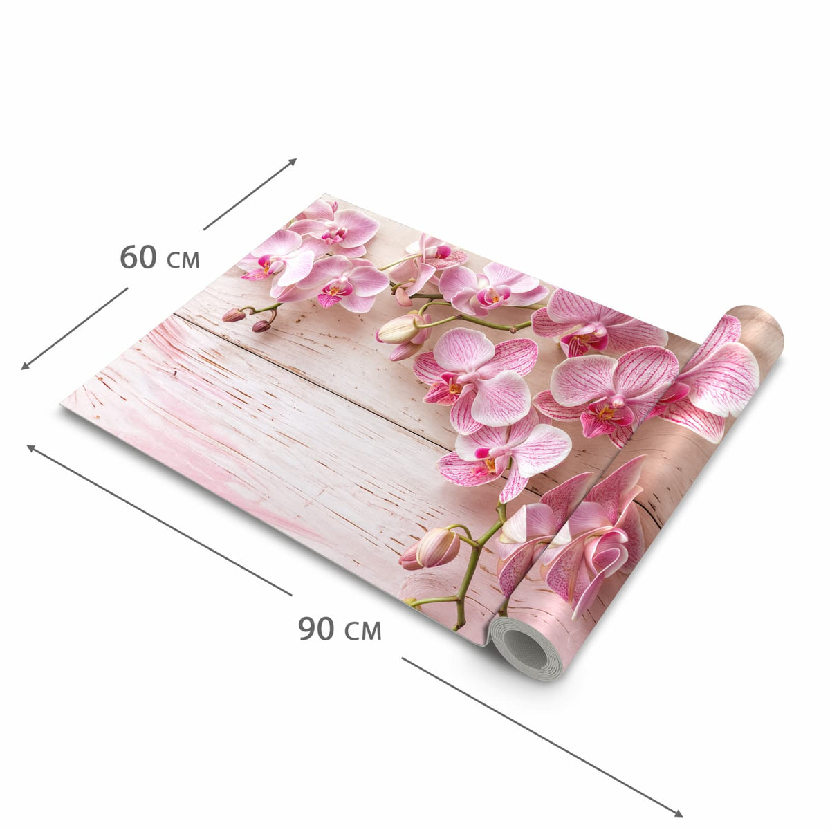 Waschbarer Küchenläufer nach Maß mit Motiv Orchideen_tabletop in der Größe 60x270 cm