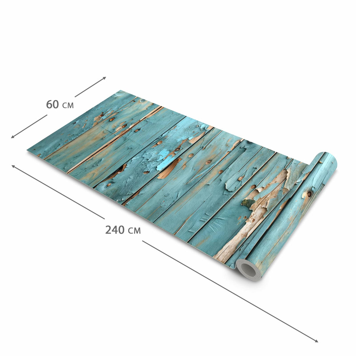 Abriebfester rutschfester Küchenteppich mit Motiv Abblätternde Holzplanken in der Grösse 60x240 cm