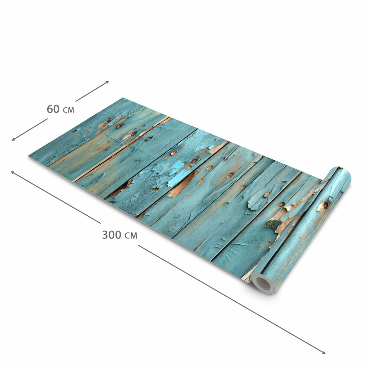 Waschbarer Küchenteppich mit Motiv Abblätternde Holzplanken in der Grösse 60x240 cm für Trittkomfort