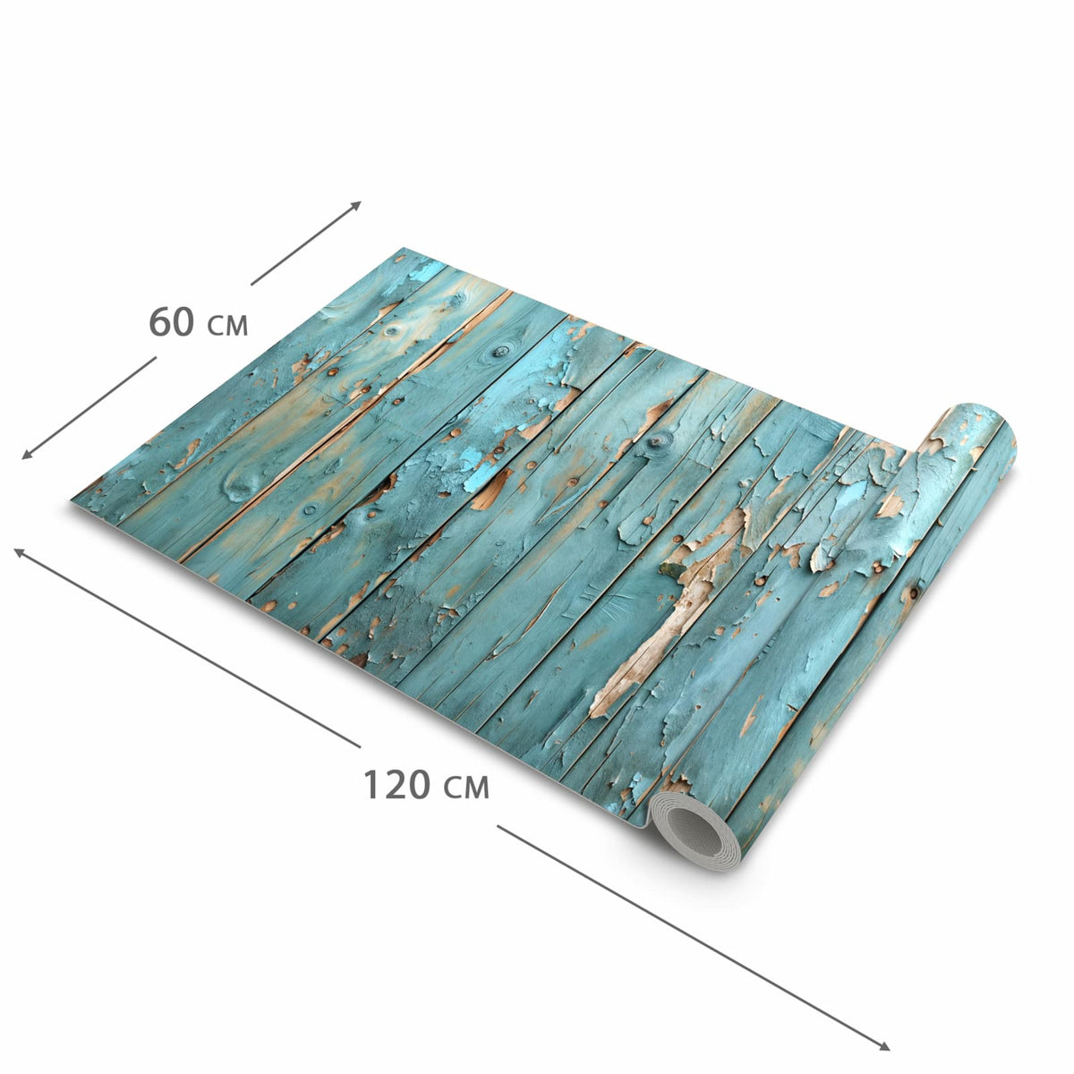 Küchenteppich mit Motiv Abblätternde Holzplanken in der Grösse 60x240 cm für sicheres Aufbewahren