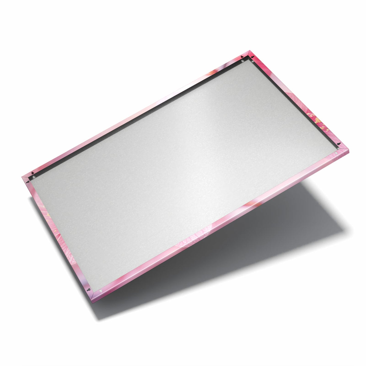 Nur 7 mm – liegt eng an der Wand – Metall Magnettafel - Drei Blüten in Pink