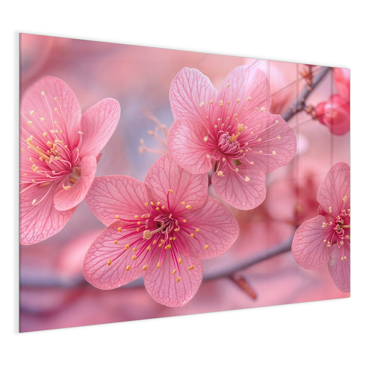 4 mm Glas statt lackiertem Blech – Glas Magnettafel - Drei Blüten in Pink