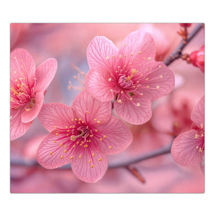 Herdabdeckplatte mit dem Motiv Drei Blüten in Pink
