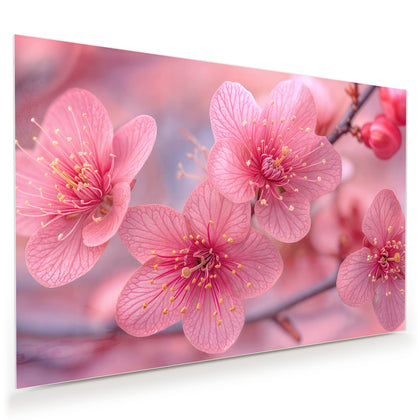 Wandbild mit dem Motiv Drei Blüten in Pink