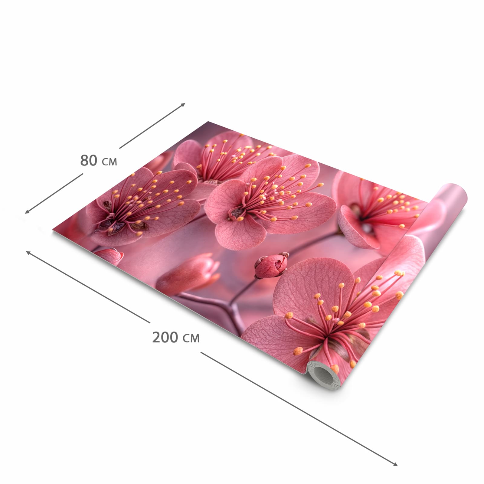 Wasserabweisender Teppichläufer für die Küche mit Motiv Kirschbaumblüten in der Grösse 80x300 cm