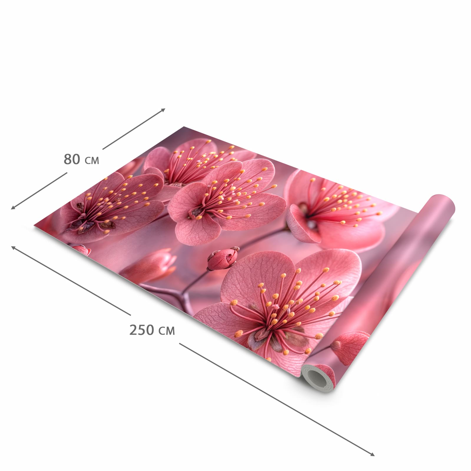 Fleckenresistenter waschbarer Läufer Küche mit Motiv Kirschbaumblüten in der Grösse 80x300 cm