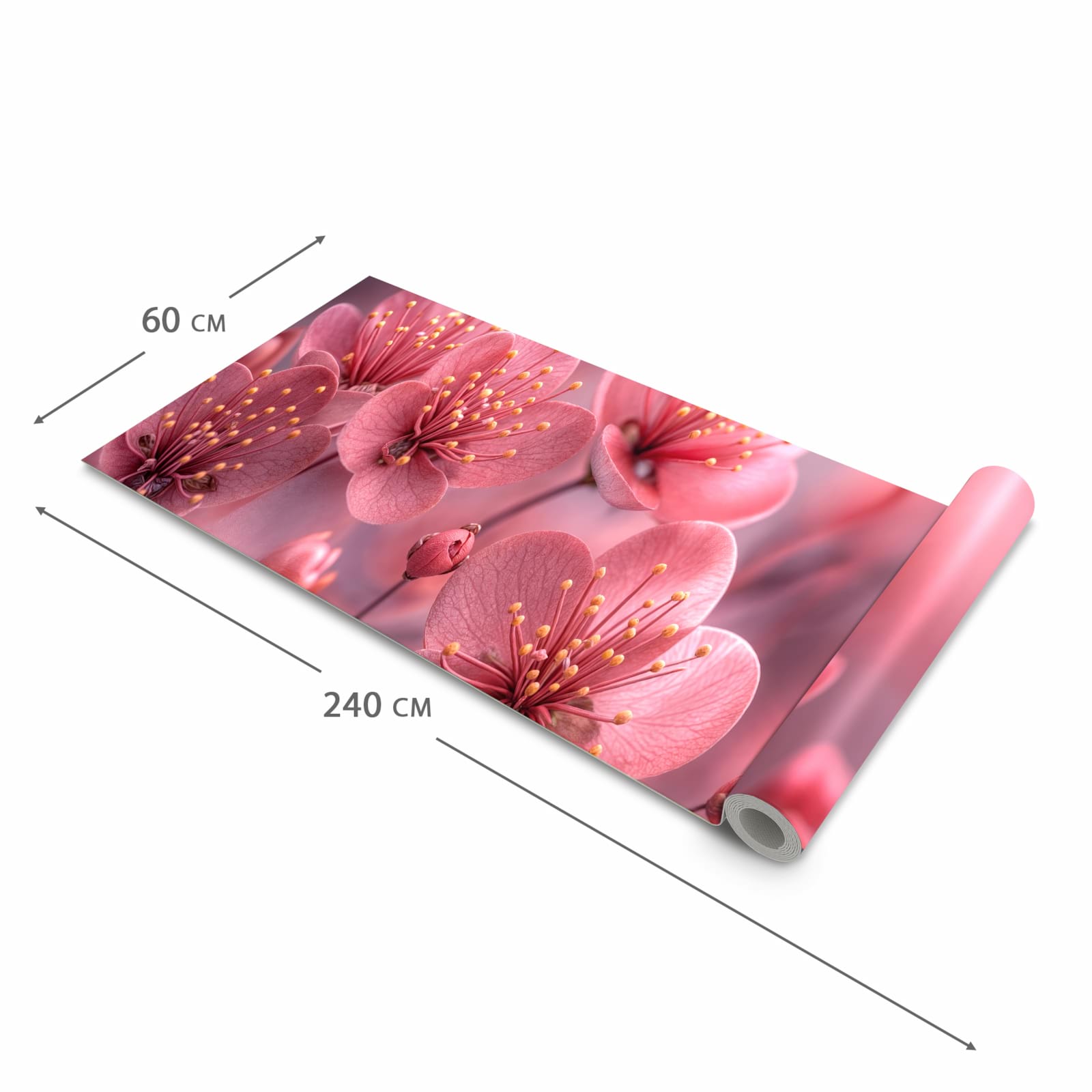 Geräuschdämpfender Küchenvorleger mit Motiv Kirschbaumblüten in der Größe 80x300 cm