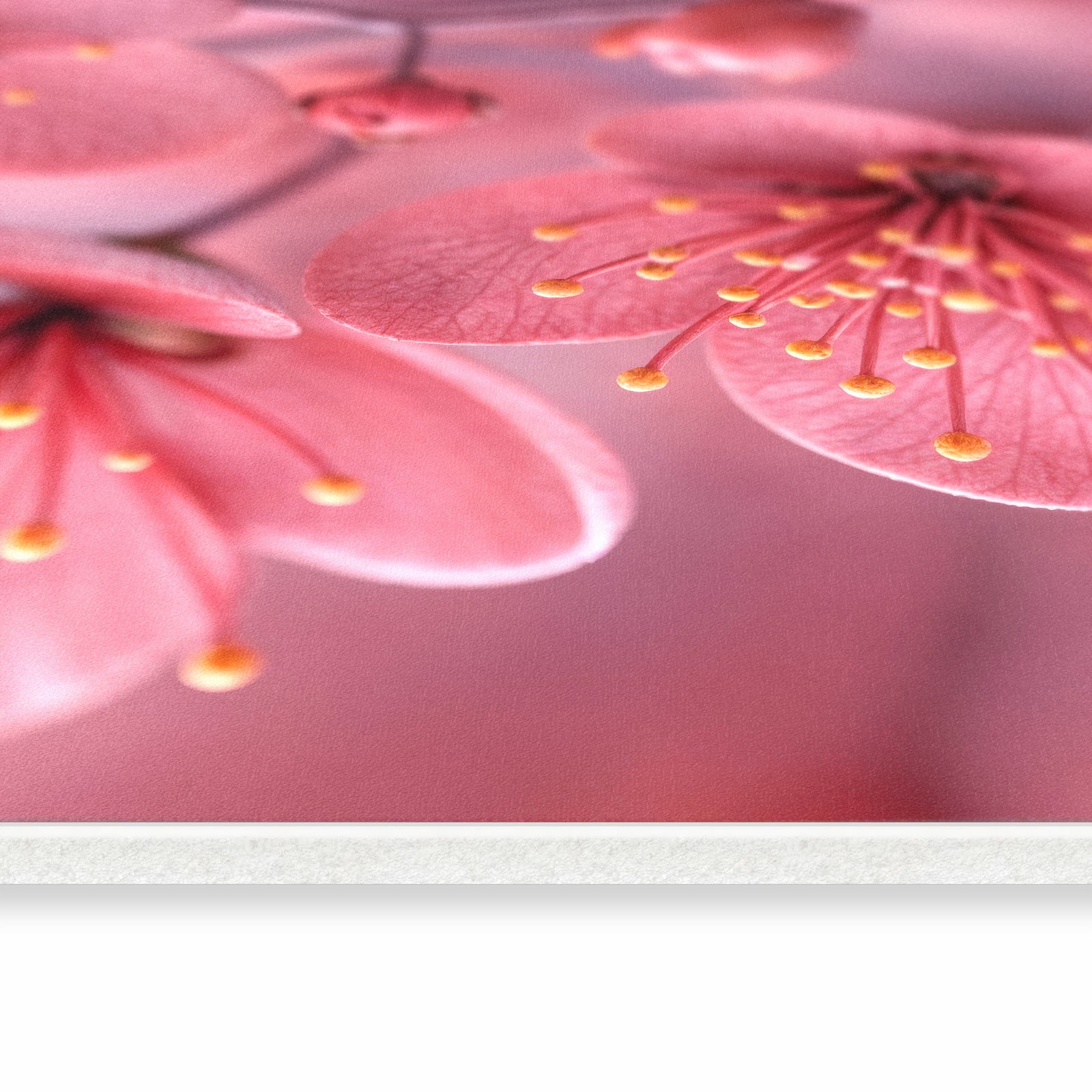 Bodenschonender waschbarer Küchenteppich mit Motiv Kirschbaumblüten in seitlicher Ansicht