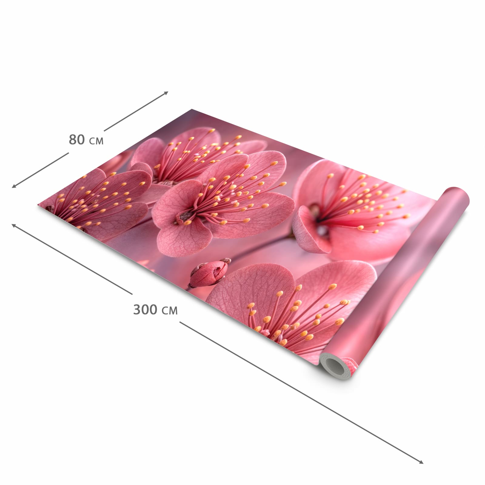 Geruchsneutraler langer Teppich Flur mit Motiv Kirschbaumblüten in der Grösse 80x300 cm