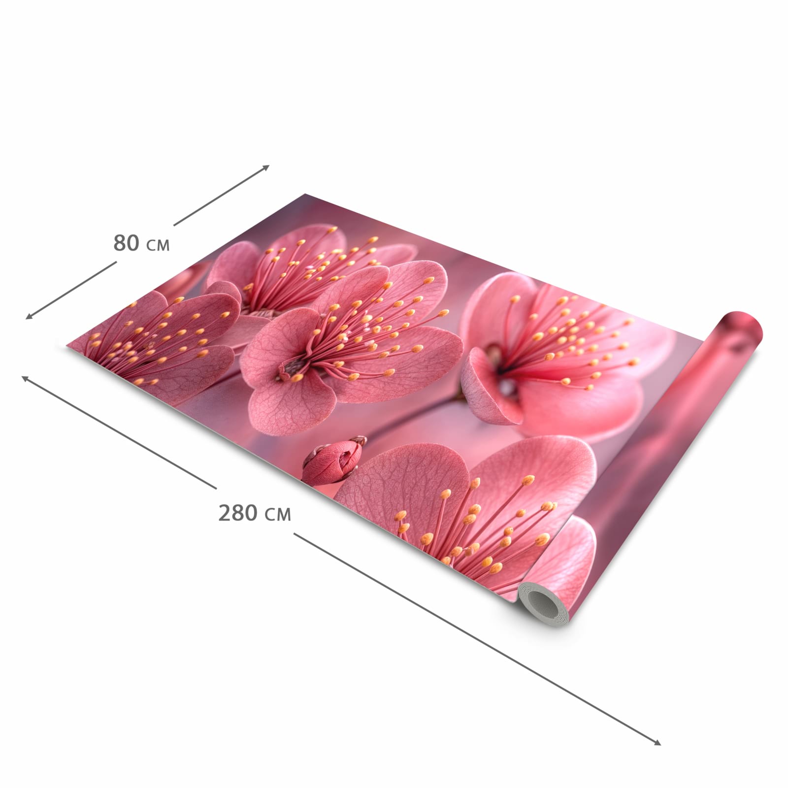 Schmutzabweisender waschbarer Küchenläufer mit Motiv Kirschbaumblüten in der Größe 80x300 cm
