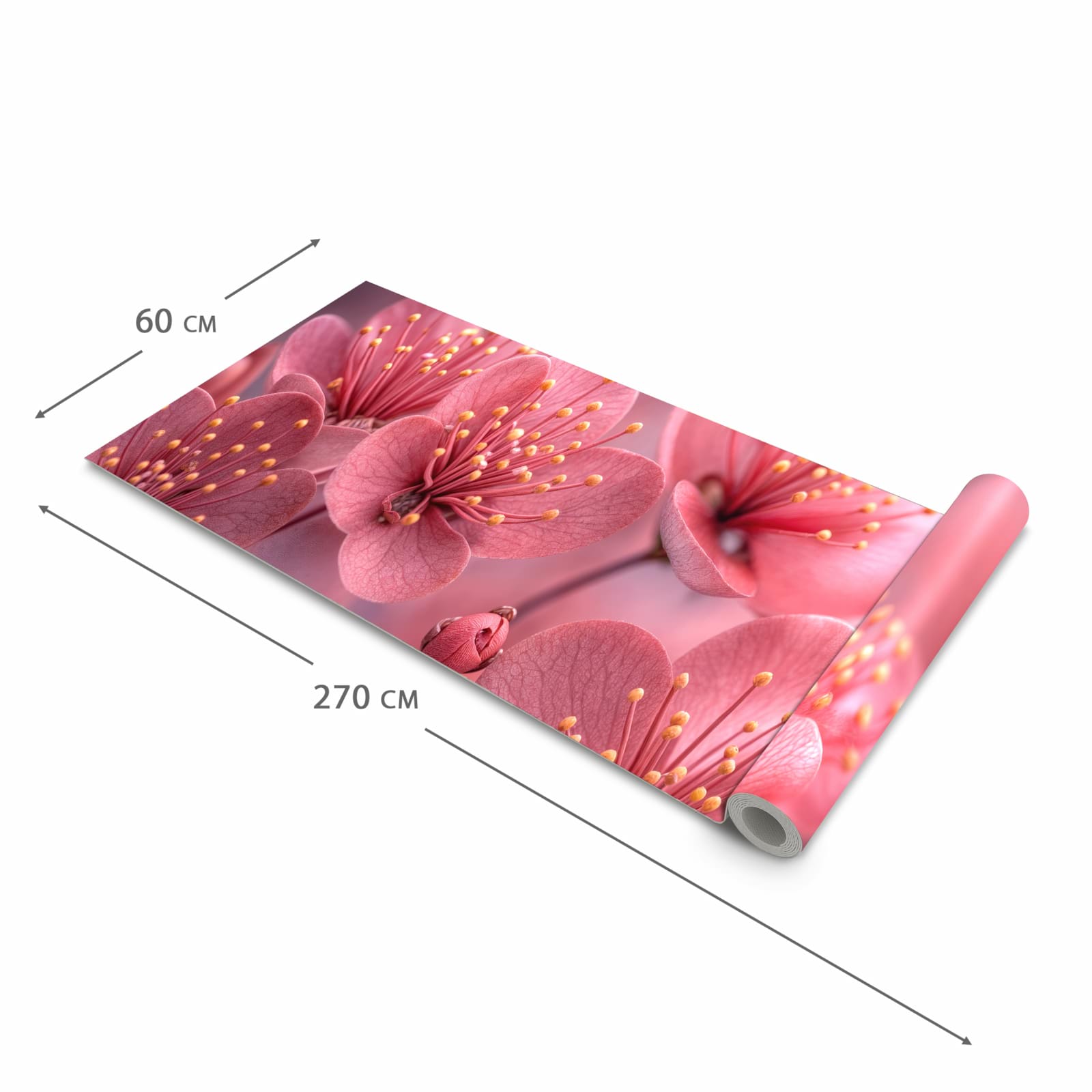 Abriebfester waschbarer Teppich Küche mit Motiv Kirschbaumblüten in der Grösse 80x300 cm