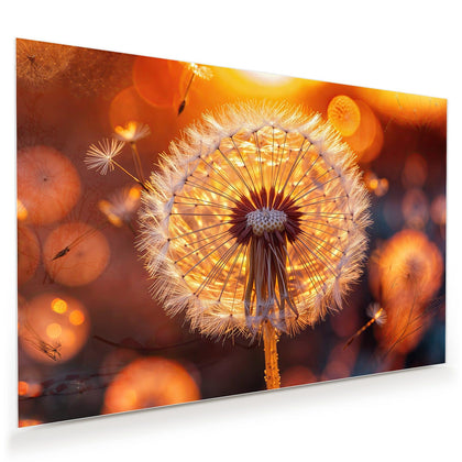 Wandbild mit dem Motiv Pusteblume vor Sonne