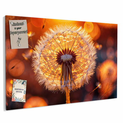 Metall Magnettafel mit dem Motiv Pusteblume vor Sonne