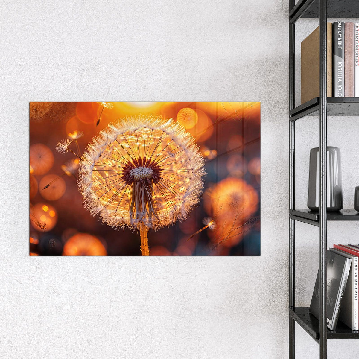 9 Größen – von 30 × 30 bis 120 × 90 cm – Magnettafel - Pusteblume vor Sonne
