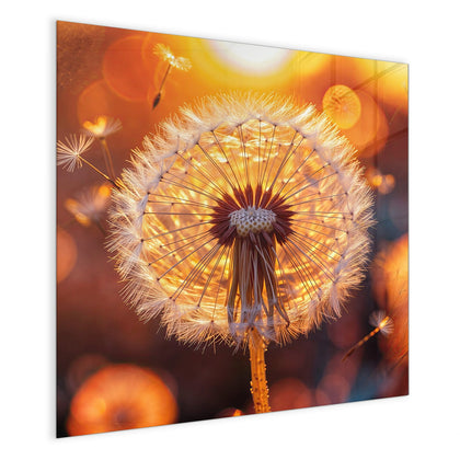 Magnettafel mit dem Motiv Pusteblume vor Sonne