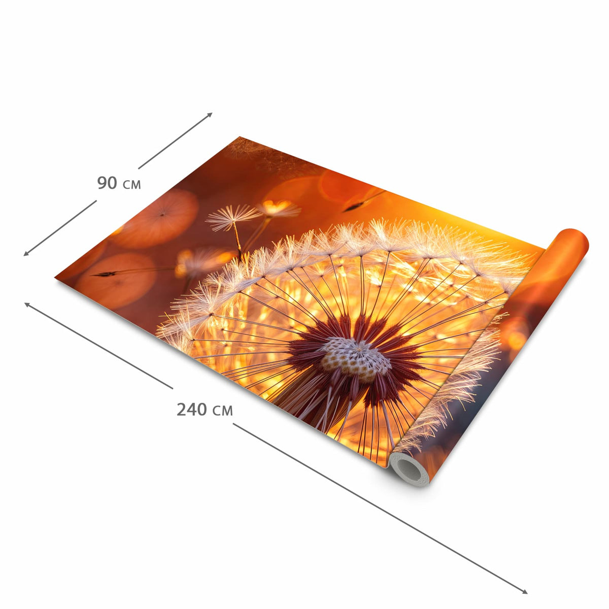 Rutschfester Teppichläufer für die Küche mit Motiv Leuchtender Loewenzahn in der Grösse 60x240 cm