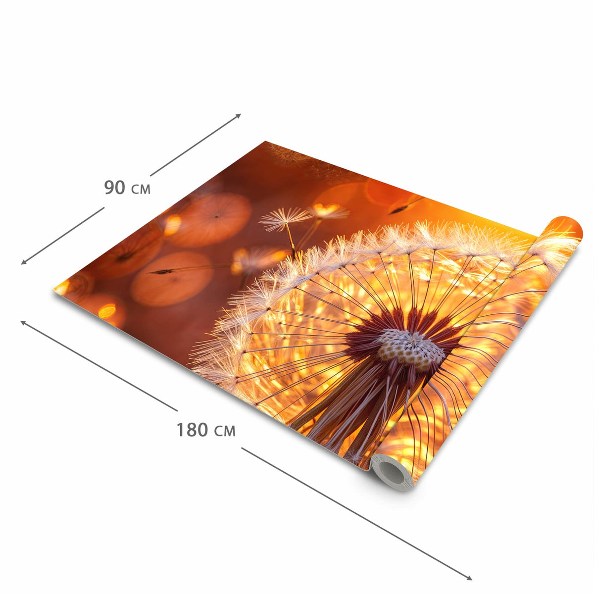 Komfortabler Küchenteppich mit Motiv Leuchtender Loewenzahn in der Grösse 60x180 cm für die Küche